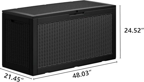 TARKARI 100 Gallon Outdoor Storage Box Waterproof, Resin Deck Boxes with Lockable Lid & UV-Resistant for Patio, Pool Accessories, Garden & Furniture Cushions, Black - color: Black, size: 100 GAL