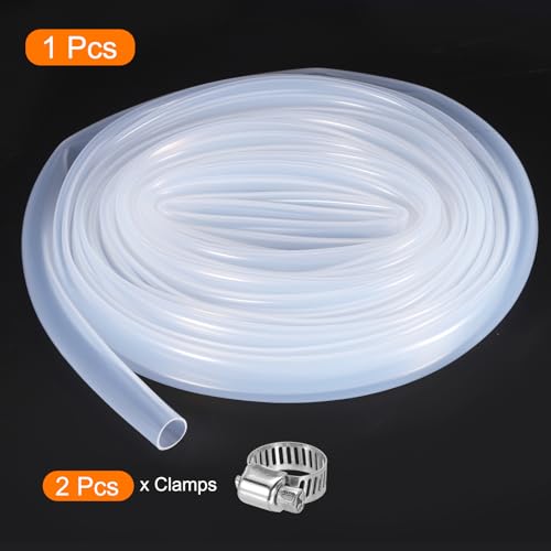 MECCANIXITY 10ft Clear Silicone Rubber Tubing 1/2" ID 5/8" OD Plastic Tube Flexible Air Hose for Brewing, Wine Making, Pump Siphon, 12.7mm x 15.9mm, with 2pcs Clamps - color: Clear, size: 1/2" x 5/8"