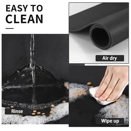 HotLive Dog Food Mat - Absorbent Cat Mat for Food and Water, No Stains Pet Feeding Bowl Mat, Easy to Clean Pet Placemats, Quick Dry Dog Water Dispenser Mat for Messy Drinkers | Paw Black 16"x 24" - color: Paw Black, size: 16"x24"