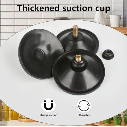 AccEncyc 6 Pcs Strong Thickened Sucker Suction Cup Clear PVC Sucker Pads with M6 x 14 Thread Screw Extra Strong Adhesive Glass Suction Holder, Black - color: Black