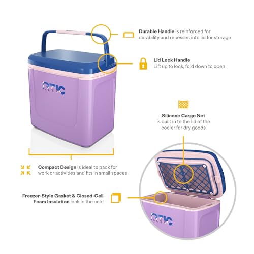 RTIC 8 QT Road Trip Personal Cooler, Small, Compact, Insulated, Portable Ice Chest Box for Food, Drink, Beverage, Beach, Camping, Picnic, Fishing, Boat, 12-Can Capacity - color: Snowy Peak