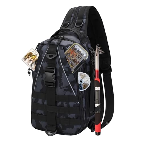 Lightweight Fishing Tackle Backpack Professional Water-Resistant All-in-One Rod Holder & Gear Storage - color: Scorpio Camouflage