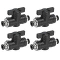 PATIKIL 4mm (3/20") Push to Connect Fittings Ball Valve, 4 Pcs 0-60 Degree BUC Air Flow Control Valve Quick Straight Connectors Air Hose Fitting for Pneumatic System Pipeline, Black - size: 4mm (3/20")