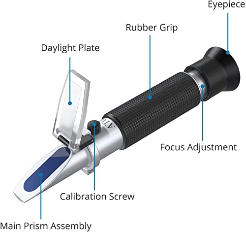 AUTOUTLET Refractometer Saltwater Aquarium for Seawater,Pool,Tank,Testing,Marine Fishkeeping, 0-100PPT & 1.000-1.070 Salinity Tester with ATC Function Hydrometer Specific Gravity Salinity Meter Kit