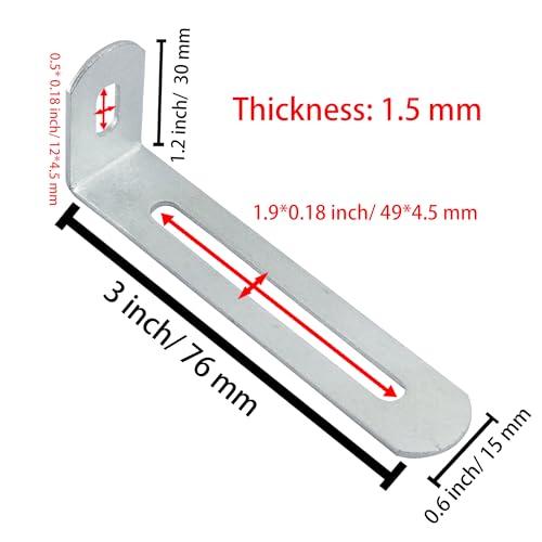 3"x1.2"x0.6"Adjustable Right Angle Brackets Metal L Bracket Heavy Duty 90 Degree Corner Fastener L-Shape Corner Brace Support Silver Shelf Bracket , 10Pcs - size: 3"x1.2", style: SILVER/10PCS