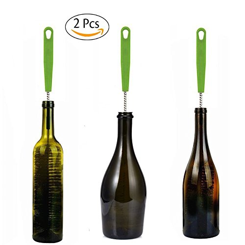 Long Bottle Brush, 17 in Bendable Cleaner Brushes for Cleaning Neck Beer Bottles, Wine, Baby Bottles, Water Bottles, Tumblers, Flask, Bird Feeder, Vase, Pipes and Brewing Supplies Black + White/2Pack - color: White+black