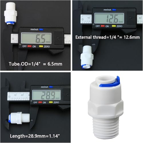 1/4"M to 1/4" Push-Fit Adapter for RO Water Filter, 5 Pcs | Straight quick-connect fitting connects 1/4" male thread to 1/4" hose for RO filters, beverage dispensers & water systems. - style: 1/4"MPT to 1/4" QC Straight Adapter