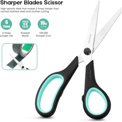 School Office Scissors Bulk, Set of 24-Pack, 8" All Purpose Sharp Scissors with Comfort-Grip Handles for High/Middle School Student Teacher, Office Home Sewing Fabric Supplies, for Right Left Handed - color: Red, Green, Blue, size: 24-Pack