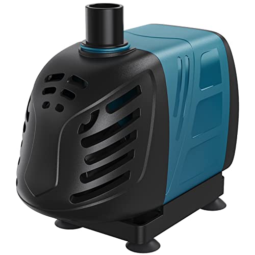 Uniclife Aquarium 320 GPH Submersible and Inline Water Pump 22W 5ft High Lift AC 120 V Quiet Adjustable Return Pump with 6 ft. Power Cord for Fish Tanks Pond Waterfalls Fountains Sumps and Gardens - size: 320GPH