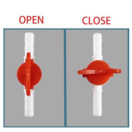 3/8-Inch Drip Irrigation Barbed Valve, Drip Line Ball Valve Shut-Off Plastic Switch Hose Connectors, Drip Irrigation Tubing Parts for Drip Irrigation and Aquariums White, 2PCS - size: 3/8 Inch