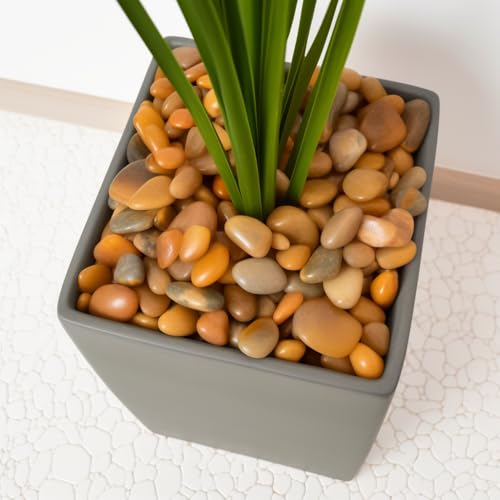 300 LBS River Rocks, StoneCreek, Decorative Garden Stones for Plant Landscaping, Polished Gravel Filler Pebbles for Home Decoration, Vases, Succulents, Flower Beds and Fish Tanks (Pale Yellow, Medium) - color: Pale Yellow, size: 300 LBS