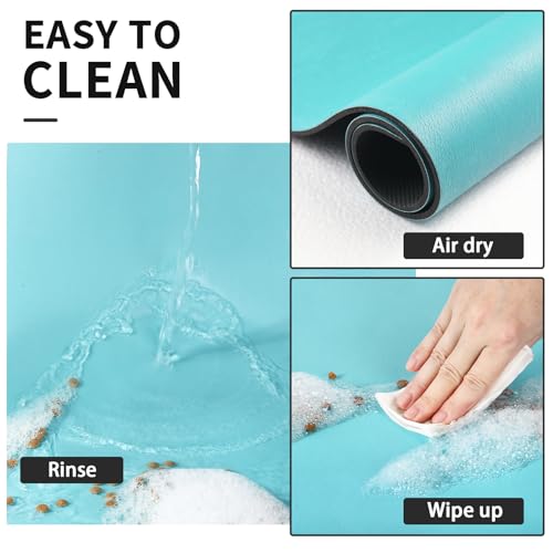 HotLive Dog Food Mat - Absorbent Cat Mat for Food and Water, No Stains Pet Feeding Bowl Mat, Easy to Clean Pet Placemats, Quick Dry Dog Water Dispenser Mat for Messy Drinkers | Paw Teal 12"x 19" - color: Paw Teal, size: 12"x19"