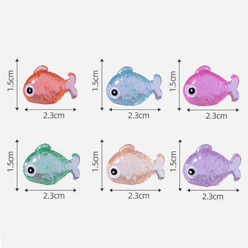 6-Piece Glow-in-The-Dark Resin Fish Ornaments for Moss Terrariums and Miniature Landscapes – Night-Luminous Aquatic Decor with Vibrant Colors, 2.3 x 1.5 cm Each