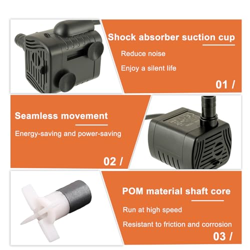 Cat Water Fountain Pump Mini fish tank pump Crafts Plant Micro Water Pump Pet Water Fountain Pump Replacement Pump USB-1020 3.5-9V,Black