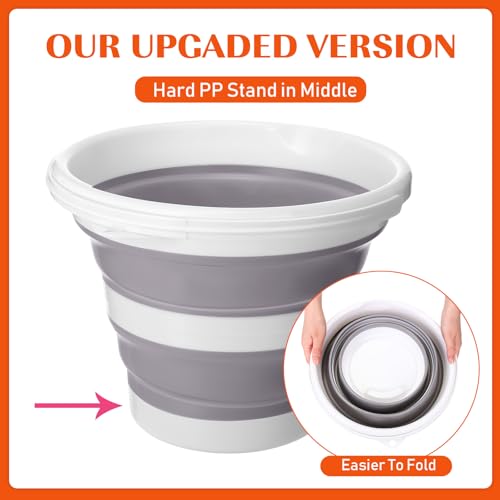 Pickmesh 4 Pcs Collapsible Bucket 2.6 Gallon (10l) Foldable Collapsible Sand Bucket with Handle Small Cleaning Pail for Household Outdoor Car Washing Camping Beach Sand (Blue, Pink, Orange, Gray) - color: Blue, Pink, Orange, Gray, size: 2.6 Gallon