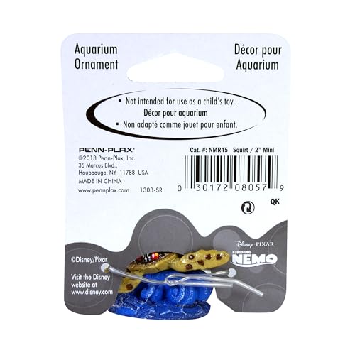 Penn-Plax Squirt Mini Aquarium Ornament for Finding Nemo - Fun Decoration for Your Smaller Tank with This Friendly Turtle Riding a Wave