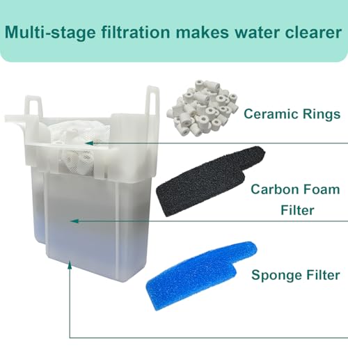 17-Set Filter Media Kit Replacement for Seachem Tidal 75 Gallon (300 Liters) Large Aquarium Fish Tank Filter, Comprising: Ceramic Rings, Blue Foam Filters, Carbon Sponge Filters, 1 Brush and Mesh Bags