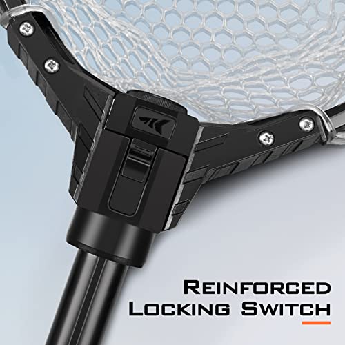KastKing Brutus Fishing Net, Foldable Extendable Fish Landing Net, Lightweight & Portable Fishing Net with Soft EVA Foam Handle, Holds up to 44lbs/20KG, Fish-Friendly Mesh for a Safe Release - size: 31" Total Length(not extendable), style: Silicone Net