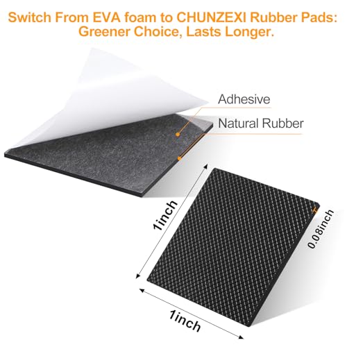 CHUNZEXI Non Slip Rubber Furniture Pads & Grippers, Self Adhesive Round Floor Protectors for Chair & Table Legs and Feet, 1 Inch, 48 Pack, Square - size: 1 inch 48 Square