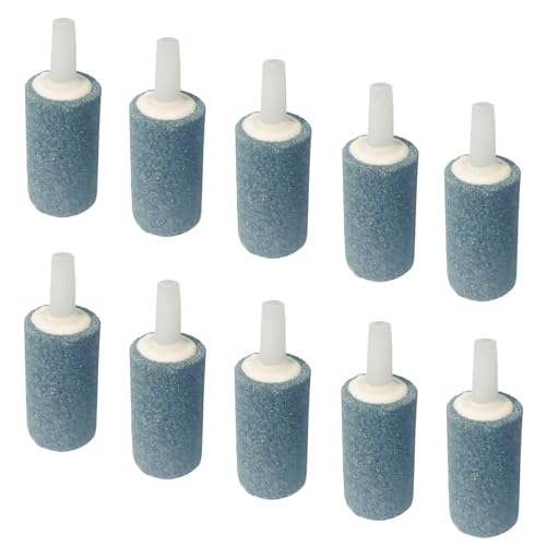 10 Pack Aquarium Air Stones - Air Pump Accessories of 1 Inch Cylinder Fish Tank Air Stone Aerator Bubble Diffuser for Nano Air Pumps Fish Tanks and Small Buckets