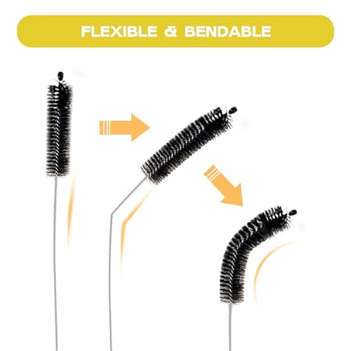 Brush Family Straw Cleaner Brush Set,6 Piece Long Drinking Straws Cleaning Brush Pipe Tube Tiny Brushes 10-inch,Black - size: 10 inch small diameters set (6pcs)