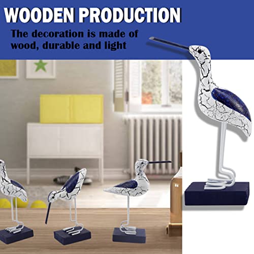 FERCAISH Wooden Seabird Figurine Ornament, New Nautical Style Sea Bird Table Top Ornament for Bedroom, Living Room,Restaurant Decoration, Desktop Decor DIY Craft(3 Pcs)