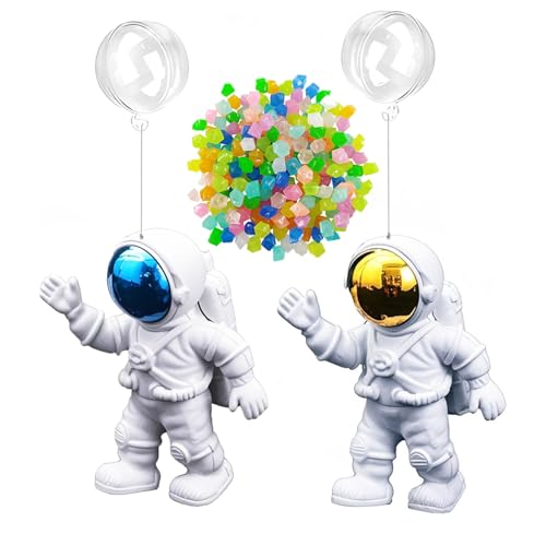 Muzero Floating Fish Tank Aquarium Decorations Set – 100 Glow in the Dark Pebbles & 2 Floating Astronauts Ornaments for Fish Tank Decor - color: Astronaut Set