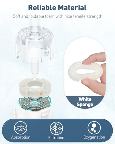 Pawfly 4 Pack Aquarium Bio-Sponge Filter Replacement Sponges White Foam for This Small 5 Gallon Sponge Filter - size: Replacement Sponges(Small)