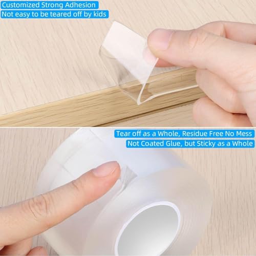 3Pack Clear Edge Protector Strip,1.57in x 16.4FT(49.2FT Total),Sharp Edge Wrap Cover Tape,Self Adhesive Protective Bumper Guards for Cabinet Door Desk Table Furniture,Kitchen Countertop,Waterproof - size: 3 Pack x 1.57in x 16.4FT