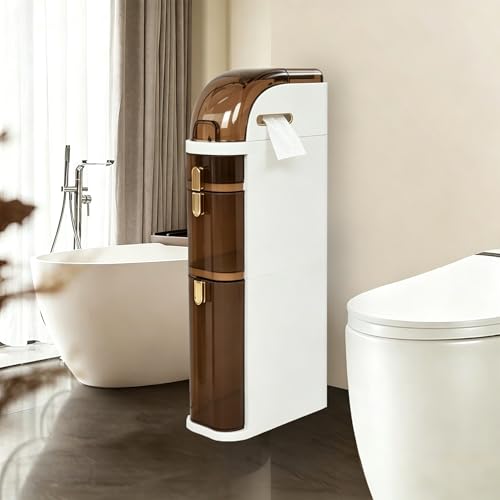 BGYMF 3-Tier Slim Bathroom Storage Cabinet, Narrow Rolling Storage Cart with Wheels, White Plastic Slim Organizer for Small Bathroom, Kitchen, Laundry Room, Corner - size: Slim 3 Tiers