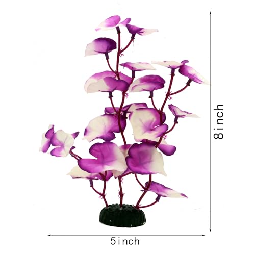 Silk Aquarium Plants for Betta Fish Tank, 2 Pcs 8 Inch Small Silk Aquarium Plant Aquatic Water Grass Decoration,Purple-White - color: Purple-white
