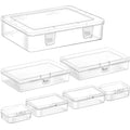7 Pack Mixed Sizes Rectangular Mini Plastic Containers Clear Plastic Storage Boxes with Hinged Lids Empty Beads Organizers for Small Items Art Craft Jewelry Projects - size: 4 Size 7 Pcs