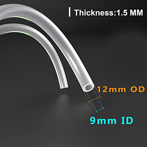 Feelers Silicone Tubing, Food Grade Pure Siliconce Hose 9mm ID 12mm OD 3.3ft, High Temperature Resistant Flexible Hose for Water Air Pump, Aquarium, Home Brewing, Kitchen - size: 9mm-12mm, style: 3.3 Feet