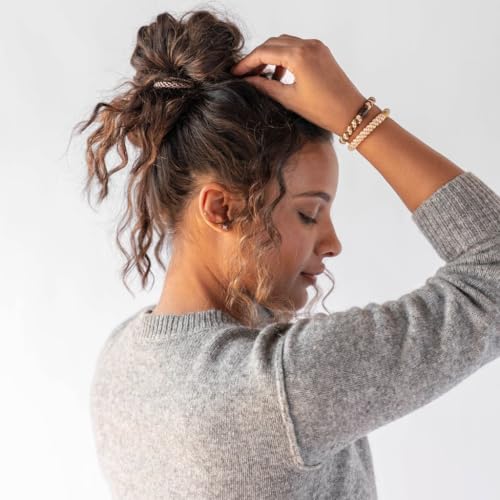 L. Erickson Beige and Brown Hair Ties for Thick Hair, Grab & Go Ponytail Holders, 8 Pack, Oatmeal, Thick No-Crease Bands with Strong Hold, Damage-Free Design, Warm Neutral Blend - color: Oatmeal