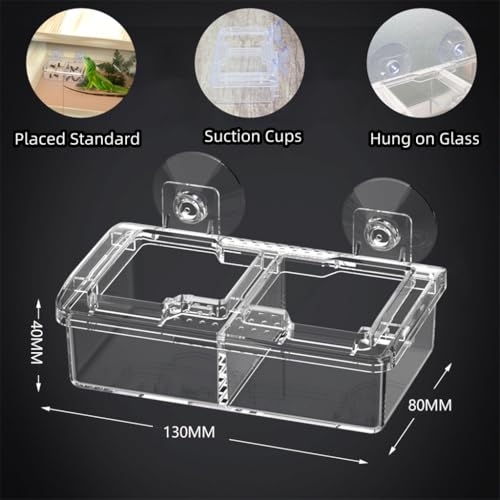 Escape Proof Reptile Feeding Dishes with Suction Cups, Plastic Anti-Escape Mealworms Bug Food Feeder Bowl for Lizard Leopard Gecko Chameleon Terrarium Tank Accessories