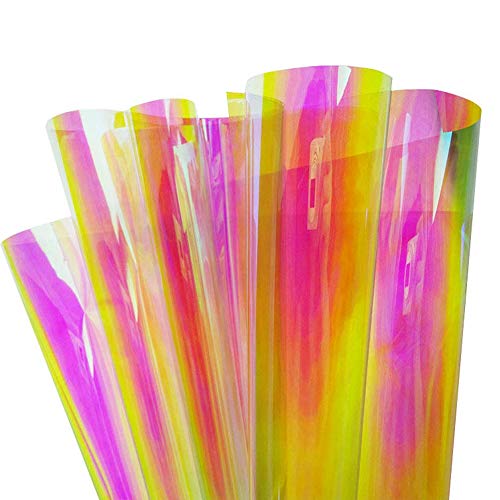Holographic Decorative Iridescent Window Film Adhesive Glass Film Chameleon Rainbow Effect for Home Decal DIY Christmas Party Decoration, 35.4Inch x 10Feet, Warm Color - color: Warm Color, size: 35.4Inch x 10Feet