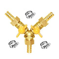 3 Way Shut off Ball Valve 1/4" Hose Barb Y Shaped 2 Switch Brass Fitting - size: 1/4 Inch - 1 pc