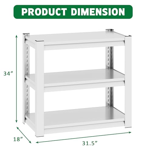 White 31.5 "L x 18 "W x 34"H 40-50 Gallon Fish Tank Stand, Metal Aquarium Stand with Accessories Storage,Aquarium Stand with Plant Shelf, Shelf Fish Tank Stand for Fish Tank Accessories Storage