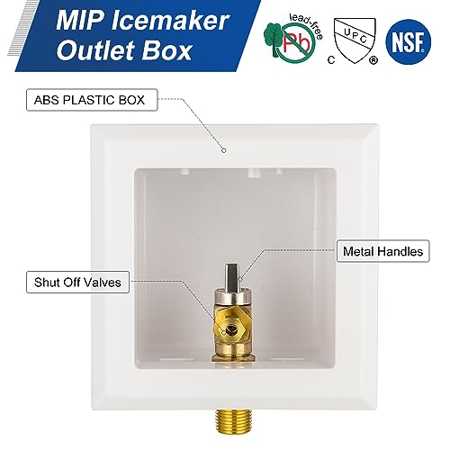 EFIELD Universal Ice Maker Box,1/2-Inch Sweat MIP Inlet with Installed 1/4-Turn Ball Valve,(IM028) - size: without Arrestor, style: MIP