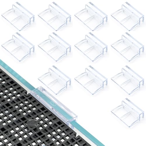 LINLAN 8mm 12 Pieces Aquarium Cover Bracket,Fish Tank Lid Clips Acrylic Aquarium Cover Clip Support Holder for Rimless Aquariums