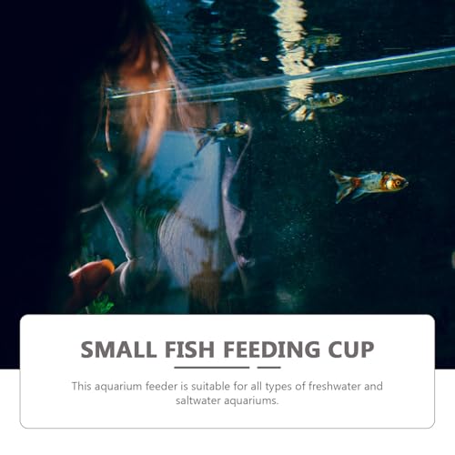 Luxshiny 2pcs Aquarium Fish Food Feeders with Red Feeding Cup and Aquatic Plant Cup Plastic Tank Wall Fish Feeding Dish for Blood Worms and Flake Food Supplies