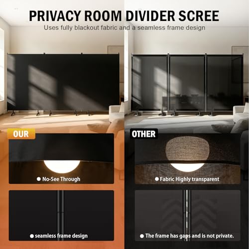 Room Divider Panel, Siebwin 3 Panel Folding Privacy Screens with Wider Feet, 12 Ft Portable Room Partition for Room Separator, Room Divider Screen Partition Room Dividers Freestanding - size: 3 Panel 12FT W