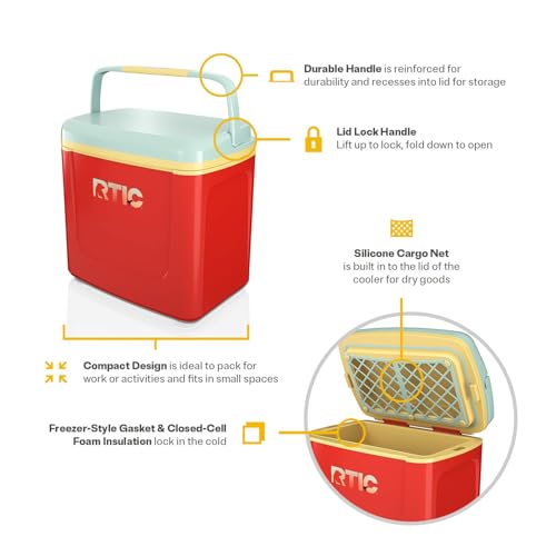 RTIC 8 QT Road Trip Personal Cooler, Small, Compact, Insulated, Portable Ice Chest Box for Food, Drink, Beverage, Beach, Camping, Picnic, Fishing, Boat, 12-Can Capacity - color: Desert Sunset