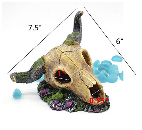 Leoyoubei 6 x 7.5 inch Aquarium Decoration Fish Tank Décor Ornaments Fish Turtle Hidden,Amphibians Bonsai Beautification Cave Landscape Pet Reptile House Sheep Skull Light Brown - color: Brown-sheep Skull