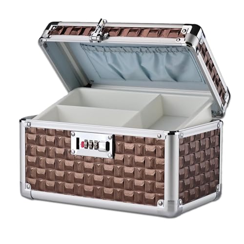 Portable Combination Lock Storage Box with Handle – Multipurpose Locking Case for Home & Outdoor Use, Secure Storage for Accessories, Medicine, Cosmetics, Toys & Tools (Brown, Small) - color: Brown, size: Small