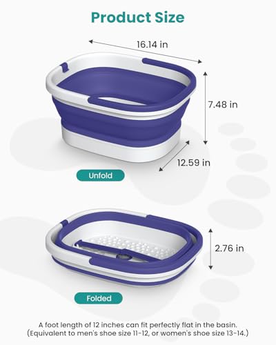 Nekteck Foot Soaking Tub Collapsible Bucket for Foot Bath Soak Tub, Feet Basin Soaker with 138 Acupressure Nodes and Pumice Stone for Feet Health Foot Spa, Gifts for Men Women Dad Mom, Purple - color: Purple