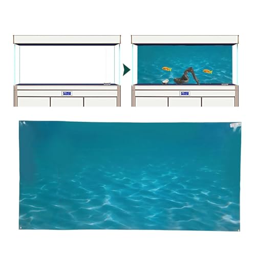 Aquarium Background Fish Tank Background Sticker PVC Self Adhesive 3D Sea Pattern Aquarium Poster(61x41cm)