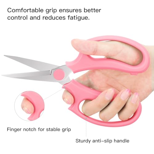 Housolution Flower Scissors, Strong Floral Shears, Premium Steel Pointed Garden Pruning Shears Floral Fruits Leaf Scissors Hand Pruner Snip Trimming Tool for Gardening Flower Arrangement, Pink - color: Pointed-pink, size: 1 Pack