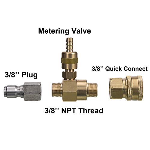 M MINGLE Adjustable Chemical Injector Kit for Pressure Washer, Soap Injector, 3/8 Inch Quick Connector