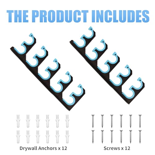 Fishing Rod Holders for Garage, Wall or Ceiling Mounted Fishing Rod Rack, Fishing Pole Holders with Soft Protective Pad, Holds up to 10 Rod or Combos or Nets Storage (1 PACK) - color: 1 PACK (Store 10 fishing rods or combos)